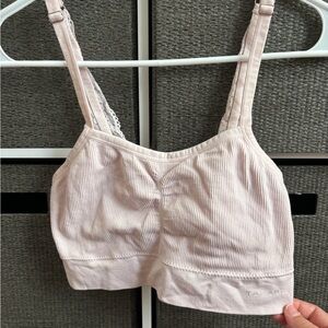 Pink Ribbed Crop Top